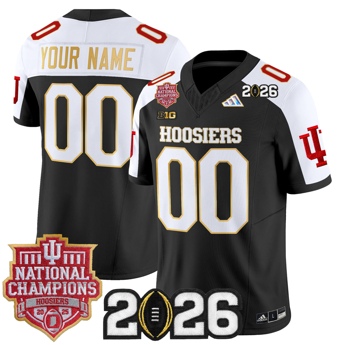 Indiana Hoosiers 2025 National Champions & 2026 CFP Final Patch Gold Trim Vapor Limited Custom Jersey - All Stitched