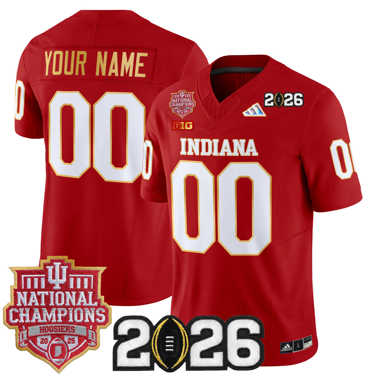 Indiana Hoosiers 2025 National Champions & 2026 CFP Final Patch Gold Trim Vapor Limited Custom Jersey - All Stitched