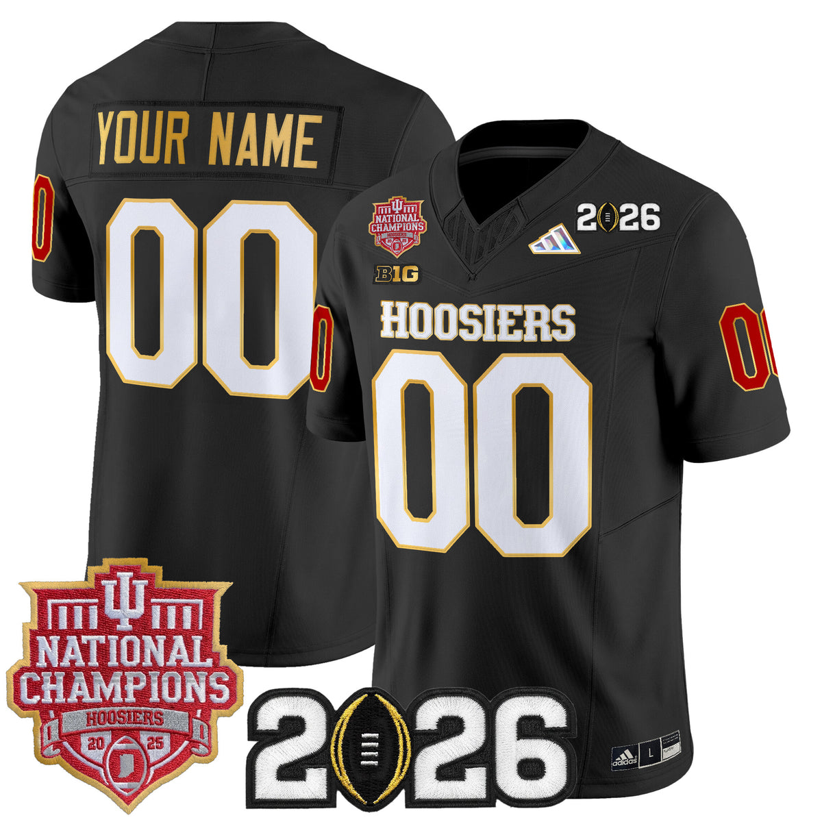 Indiana Hoosiers 2025 National Champions & 2026 CFP Final Patch Gold Trim Vapor Limited Custom Jersey - All Stitched