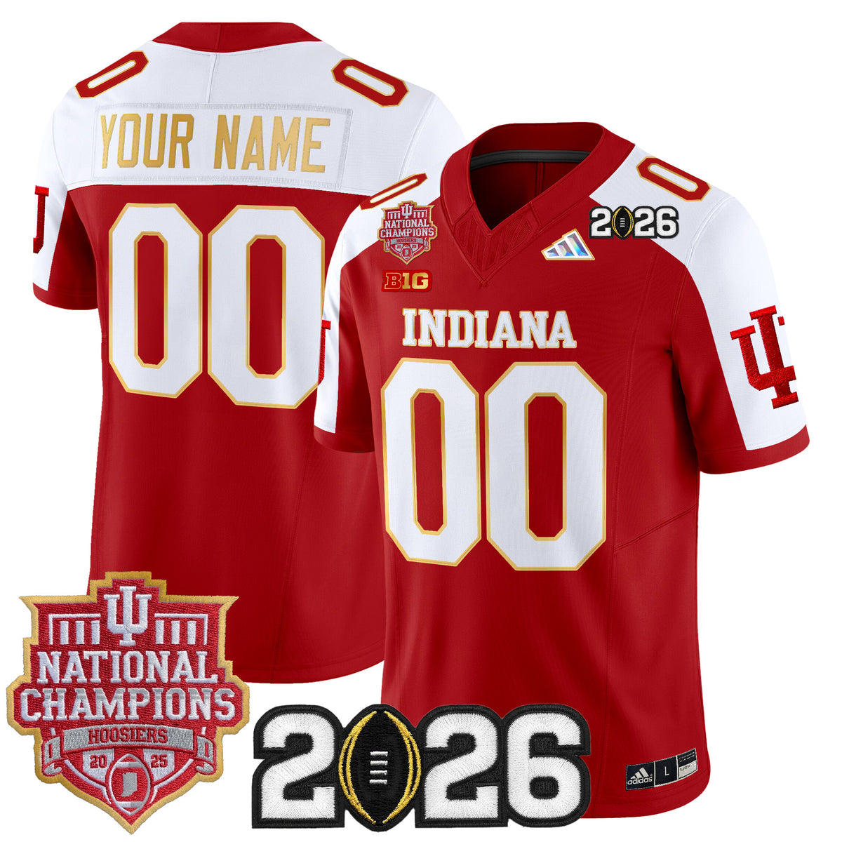 Indiana Hoosiers 2025 National Champions & 2026 CFP Final Patch Gold Trim Vapor Limited Custom Jersey - All Stitched