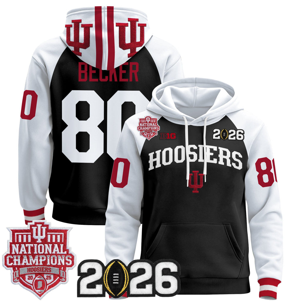 Men's Indiana Hoosiers 2025 National Champions & 2026 CFP Final Patch Premium Pullover Hoodie - All Stitched