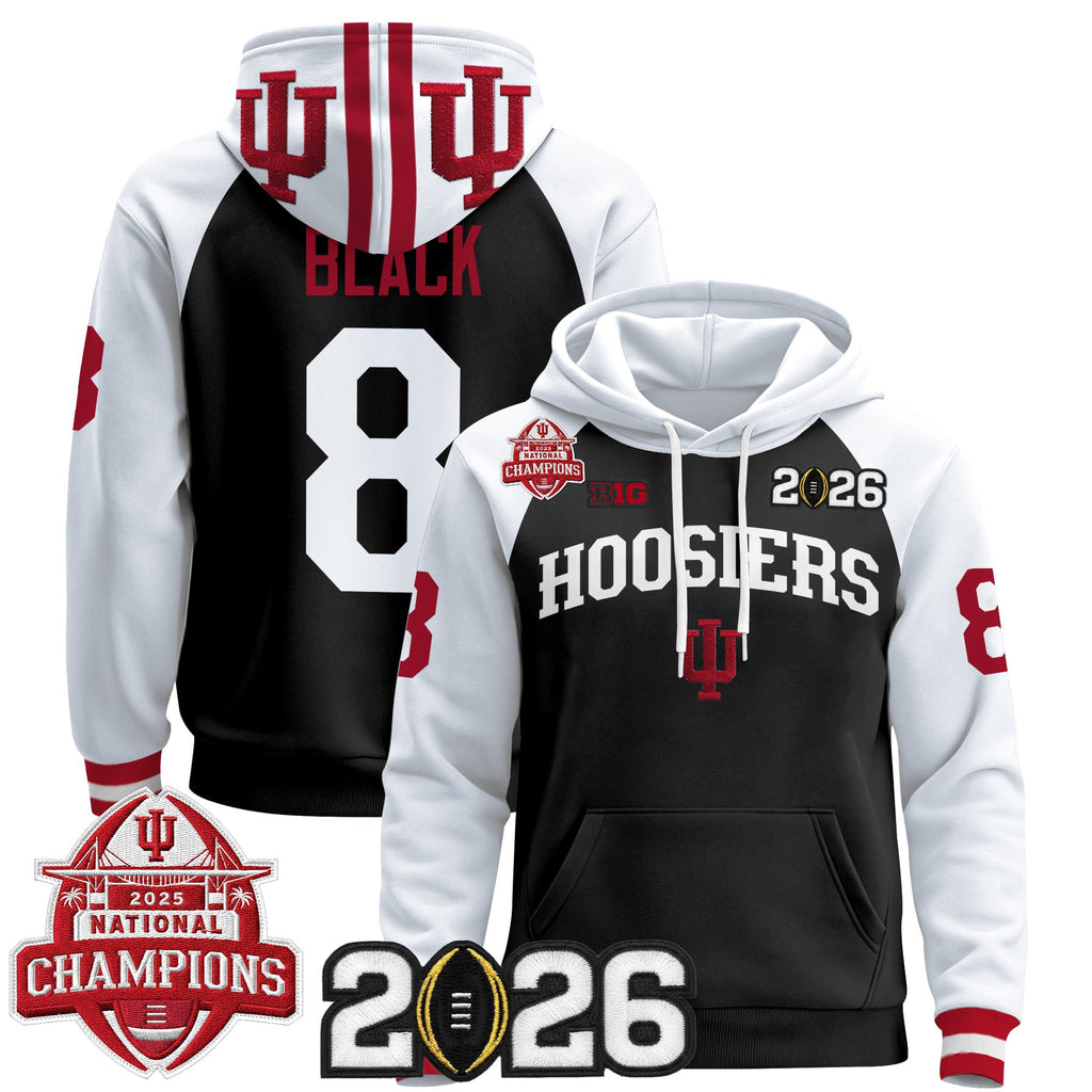Men's Indiana Hoosiers 2025 National Champions & 2026 CFP Final Patch Premium Pullover Hoodie V2 - All Stitched