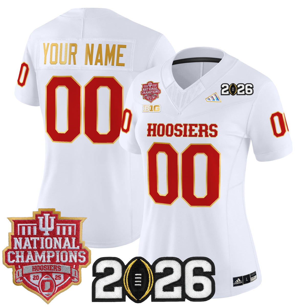 Indiana Hoosiers 2025 National Champions & 2026 CFP Final Patch Gold Trim Vapor Limited Custom Jersey - All Stitched