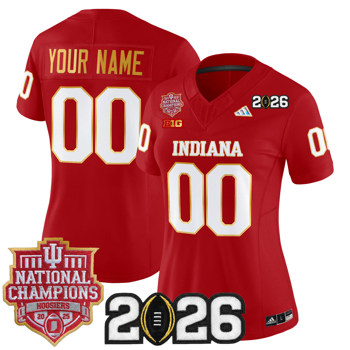 Indiana Hoosiers 2025 National Champions & 2026 CFP Final Patch Gold Trim Vapor Limited Custom Jersey - All Stitched