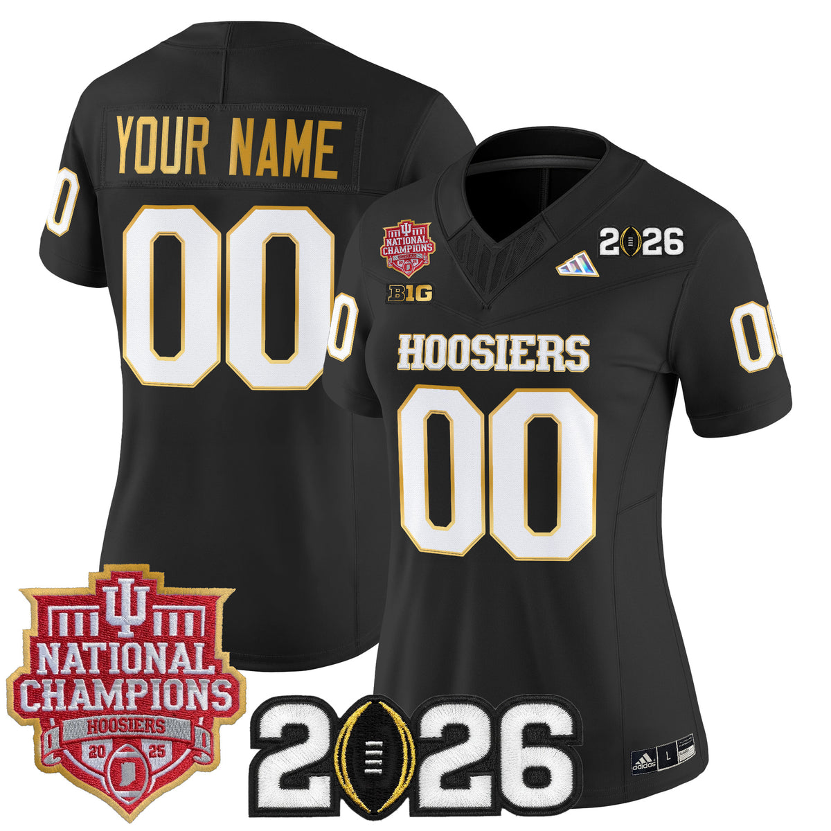 Indiana Hoosiers 2025 National Champions & 2026 CFP Final Patch Gold Trim Vapor Limited Custom Jersey - All Stitched