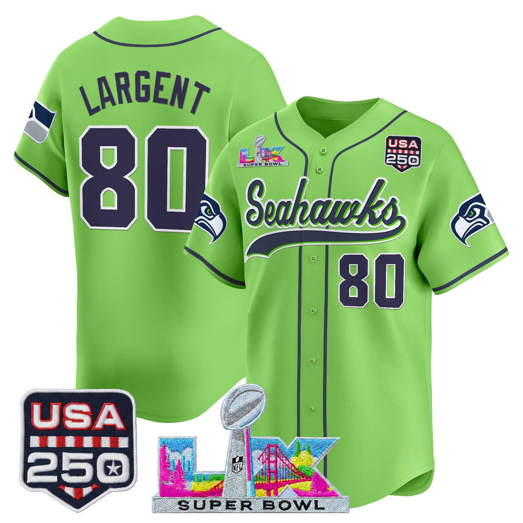 Men's Seattle Seahawks "Super Bowl LX & 250America Patch" Vapor Baseball Jersey - All Stitched
