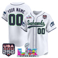 Seattle Seahawks "Super Bowl LX & 250America Patch" Vapor Baseball Custom Jersey - All Stitched