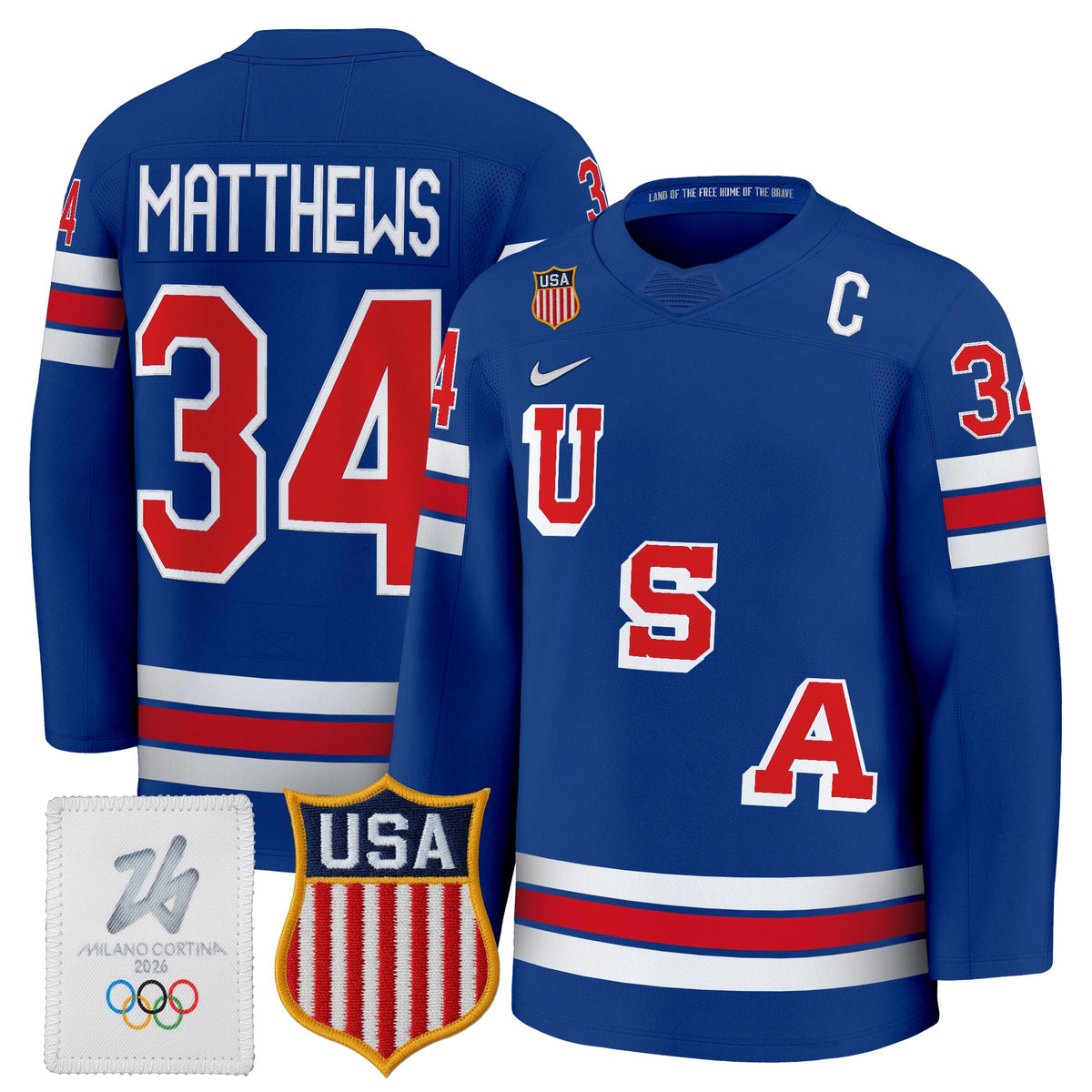 Men's 2026 USA Olympic Premium Hockey Jersey - All Stitched