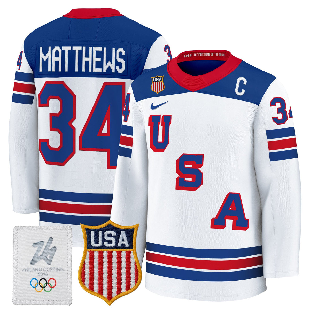 Men's 2026 USA Olympic Premium Hockey Jersey - All Stitched