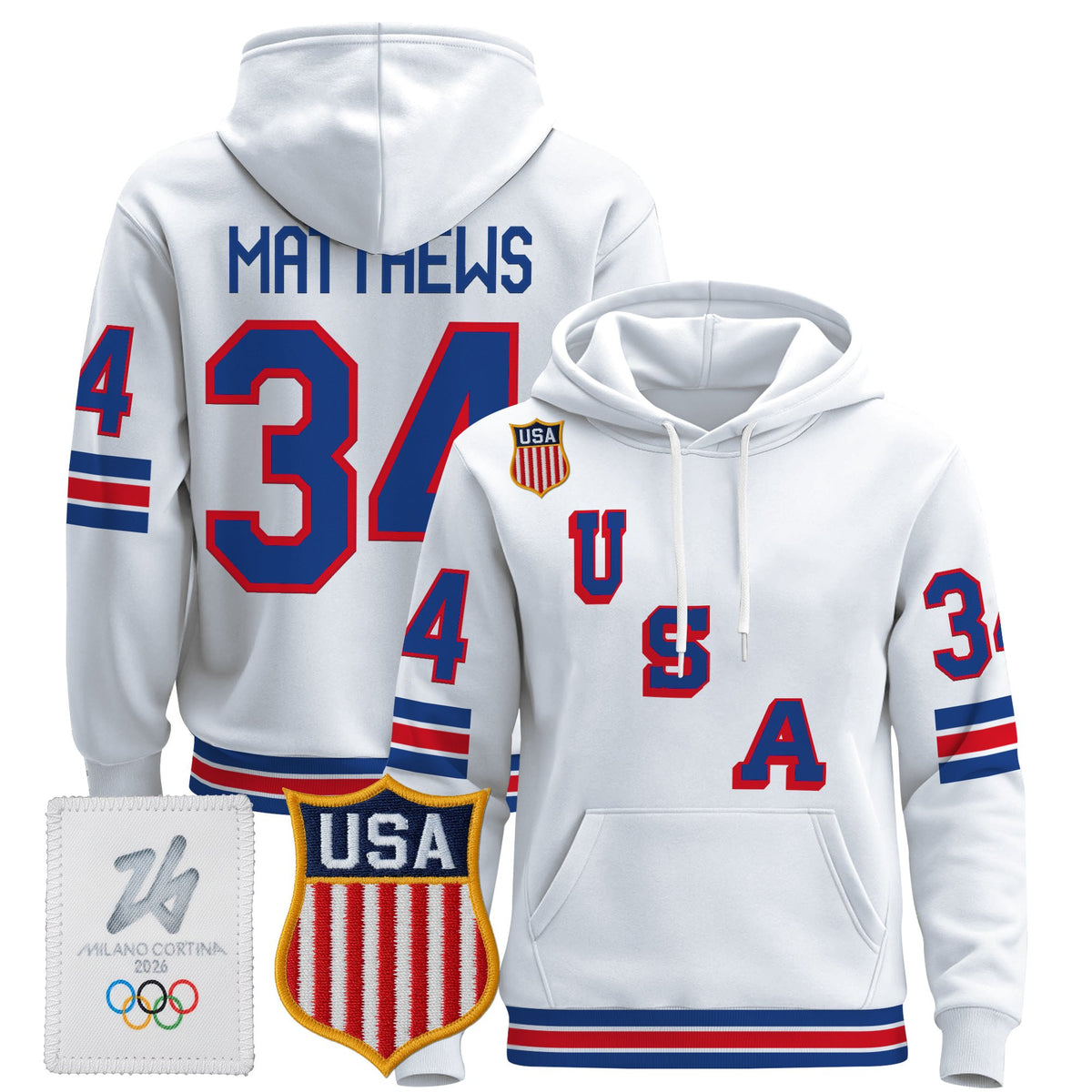 Men's 2026 USA Olympic Premium Hockey Hoodie - All Stitched