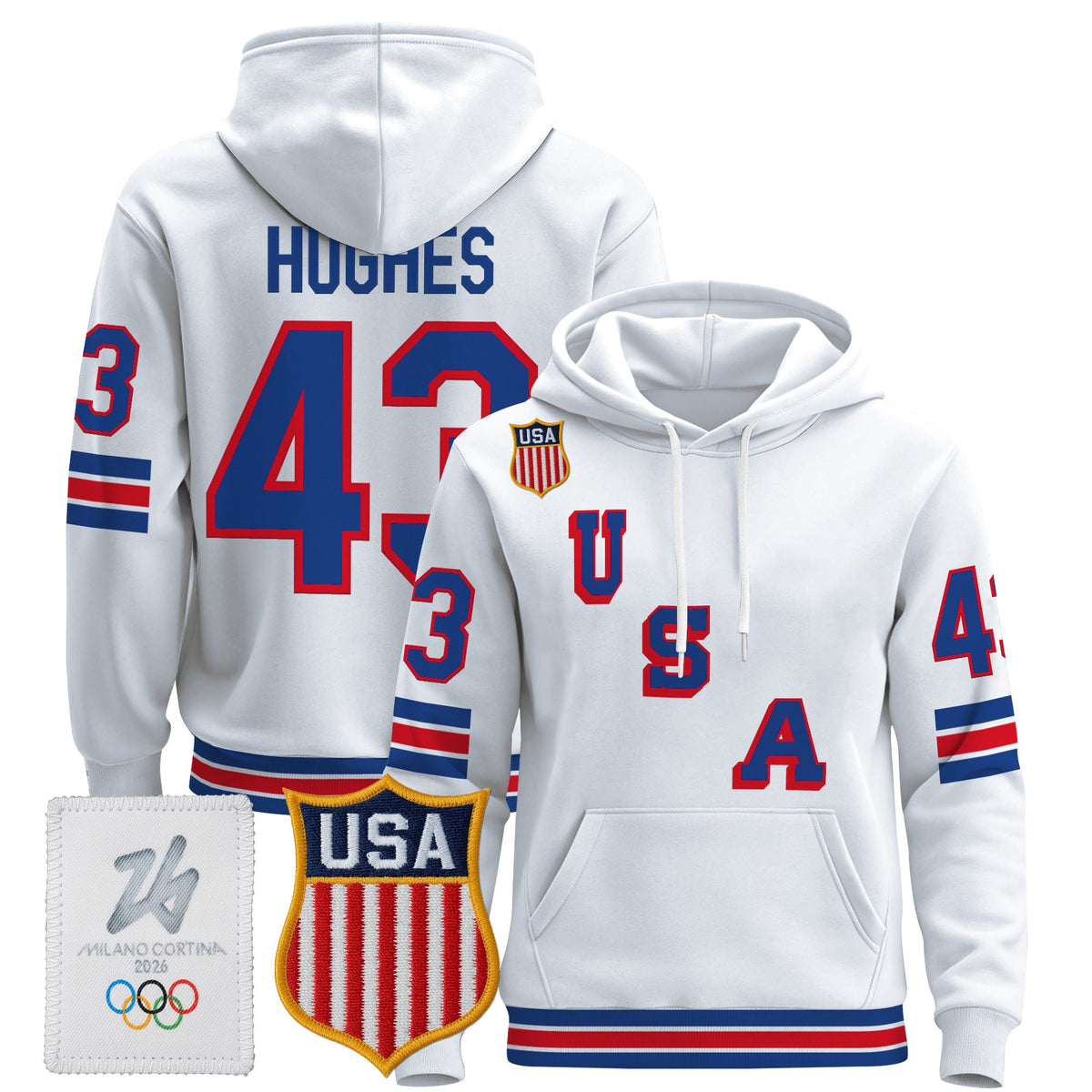 Men's 2026 USA Olympic Premium Hockey Hoodie - All Stitched