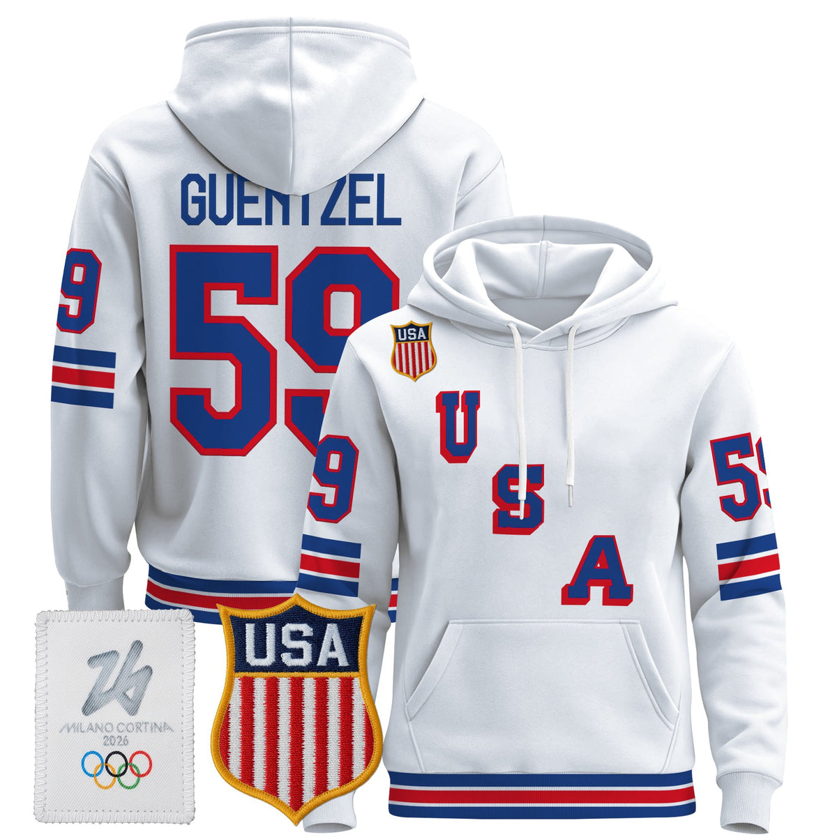 Men's 2026 USA Olympic Premium Hockey Hoodie - All Stitched