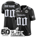Seattle Seahawks "Super Bowl LX & 50th Patch" Vapor Limited Custom Jersey - Gothic Edition - All Stitched