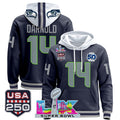 Men's Seattle Seahawks "Super Bowl LX & United States 250th Anniversary Patch" Premier Hoodie - All Stitched