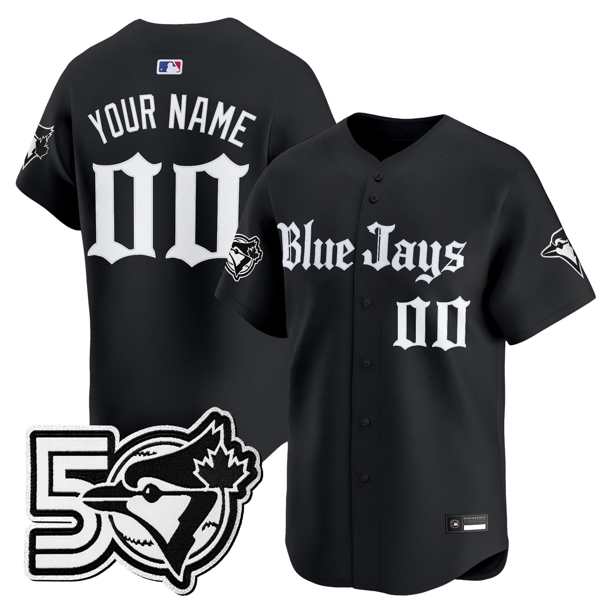 Toronto Blue Jays 50 Seasons Patch Vapor Premier Limited Custom Jersey - Gothic North Edition - All Stitched