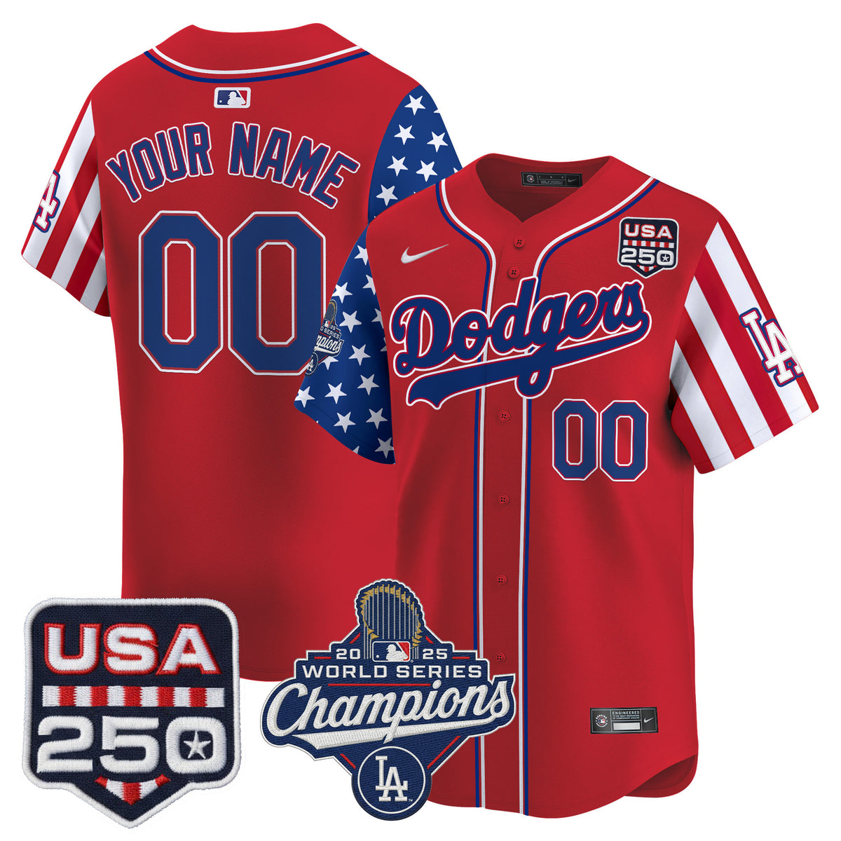 Los Angeles Dodgers "America250 Edition" Vapor Premier Limited Custom Jersey V2 - All Stitched