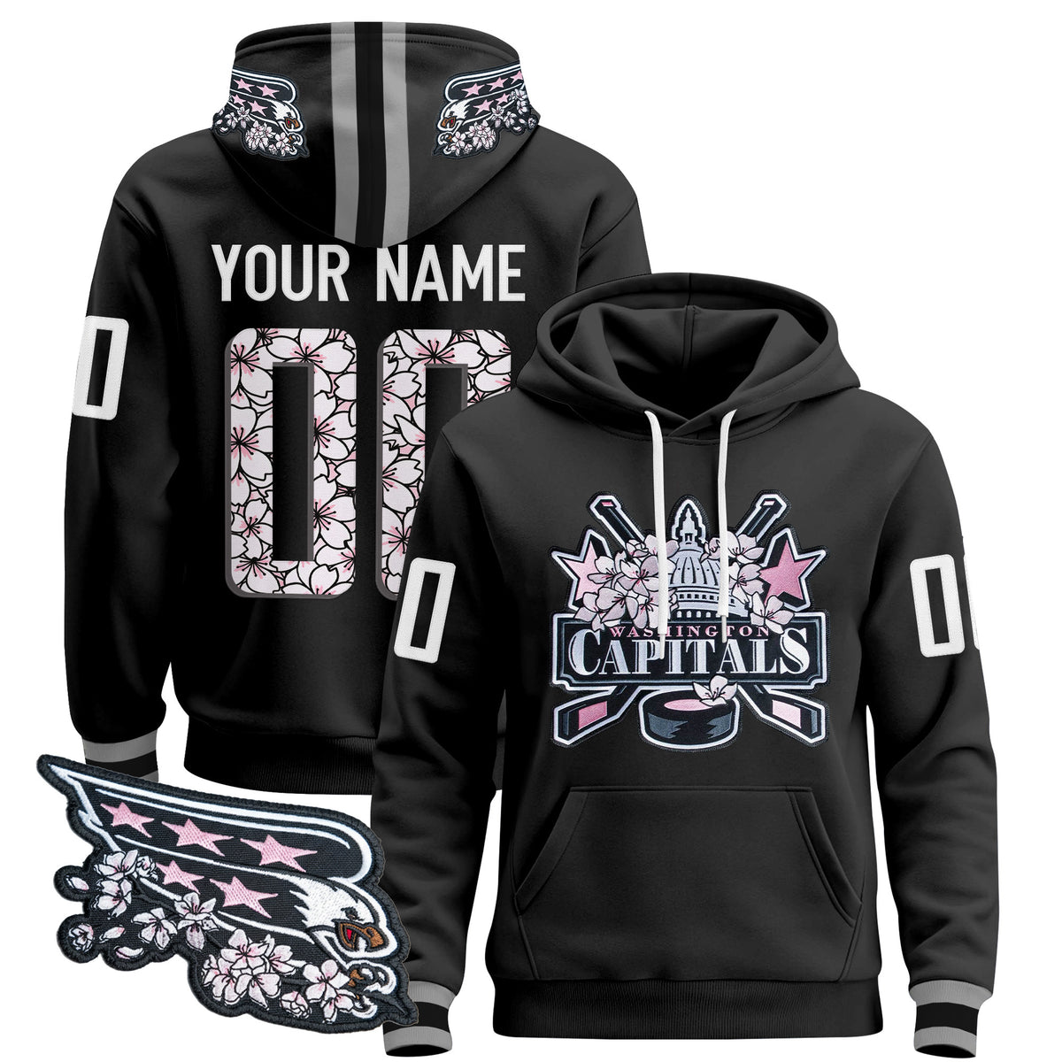 Washington Capitals 2026 Cherry Blossom Custom Pullover Hoodie - All Stitched