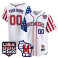Milwaukee Brewers "America250 Edition" Vapor Premier Limited Custom Jersey - All Stitched