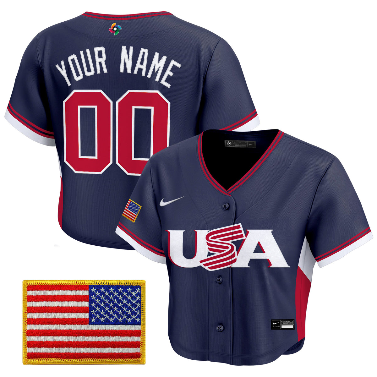 Women's Team USA World Baseball Classic Crop Top Baseball Custom Jersey - All Stitched
