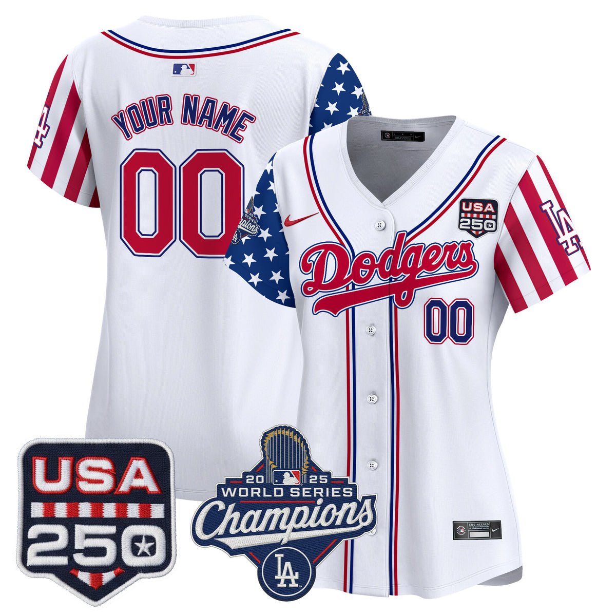 Los Angeles Dodgers "America250 Edition" Vapor Premier Limited Custom Jersey V2 - All Stitched
