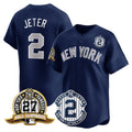 Derek Jeter New York Yankees 27 Time World Series Champions Black Gold Jersey - All Stitched
