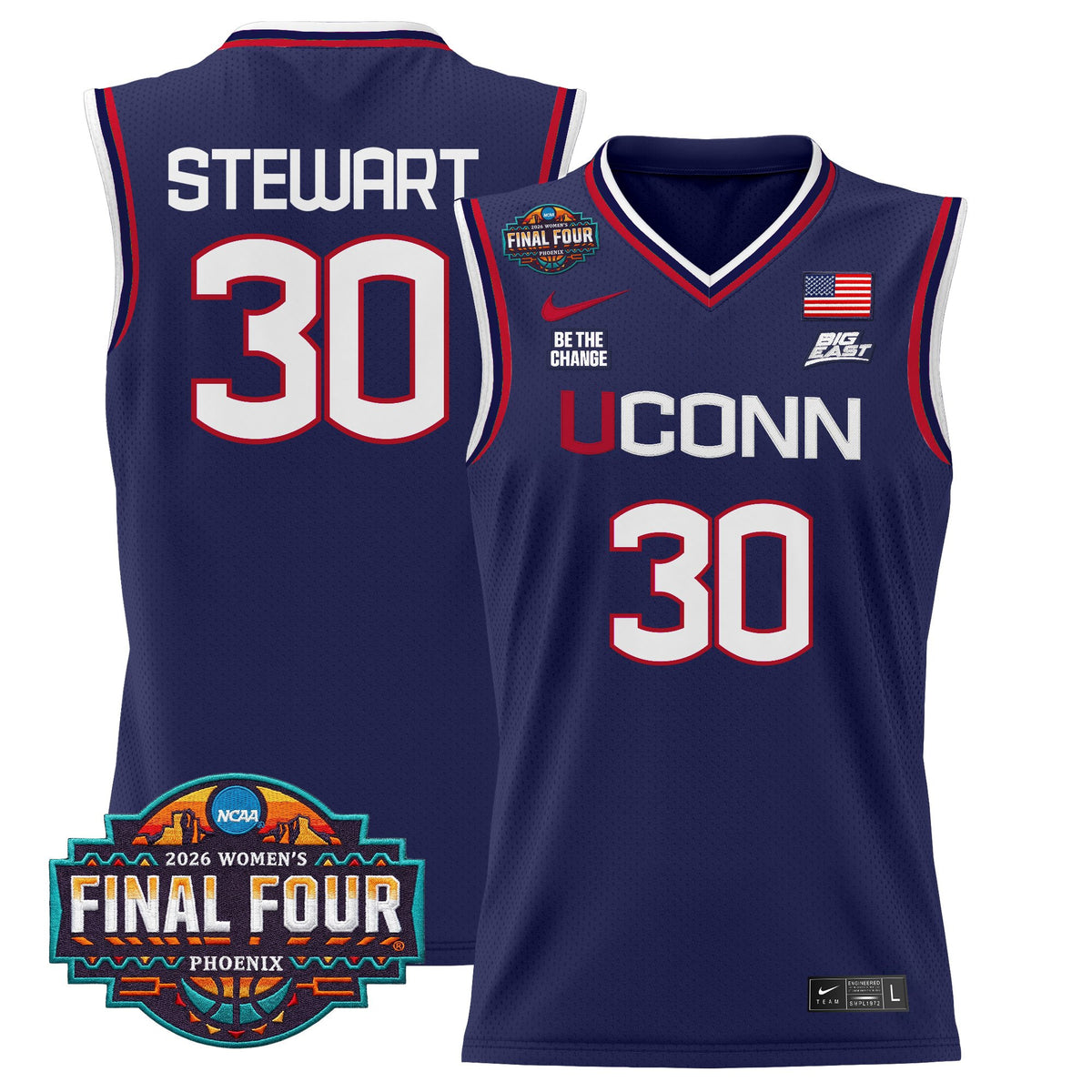Men's Size - UConn Huskies 2026 Women's Tournament Final Four Basketball Jersey - All Stitched