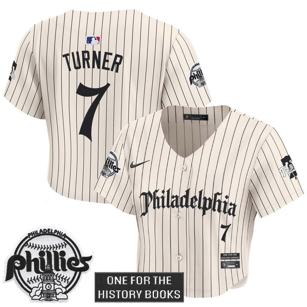 Women's Phillies 'Retro Newspaper Edition' Crop Top Baseball Jersey - All Stitched
