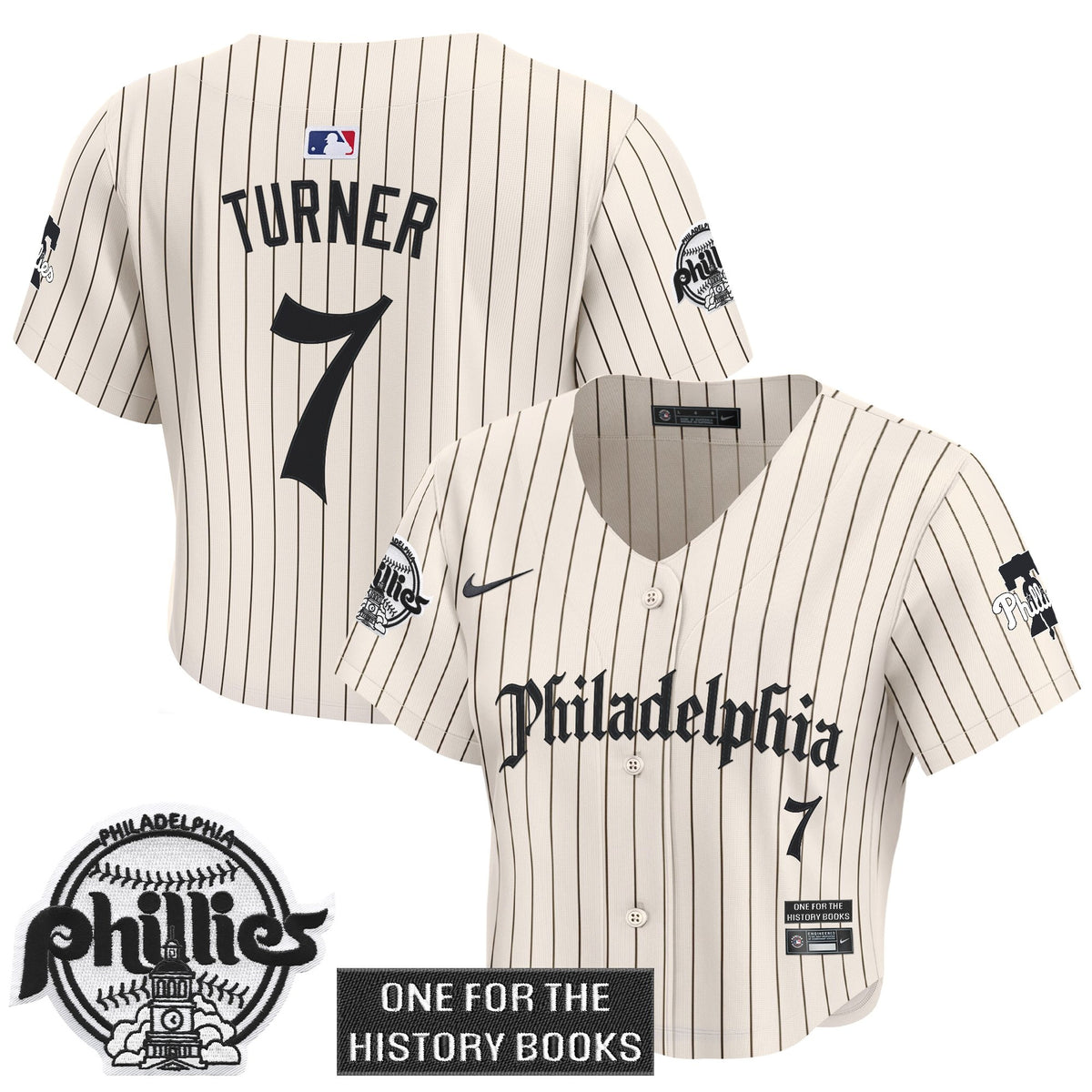 Women's Phillies 'Retro Newspaper Edition' Crop Top Baseball Jersey - All Stitched