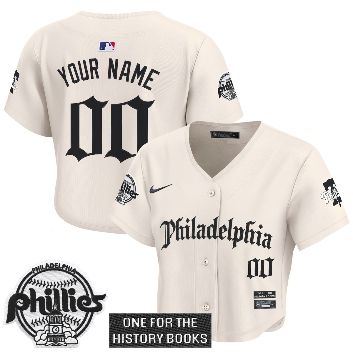Women's Phillies 'Retro Newspaper Edition' Crop Top Baseball Custom Jersey - All Stitched