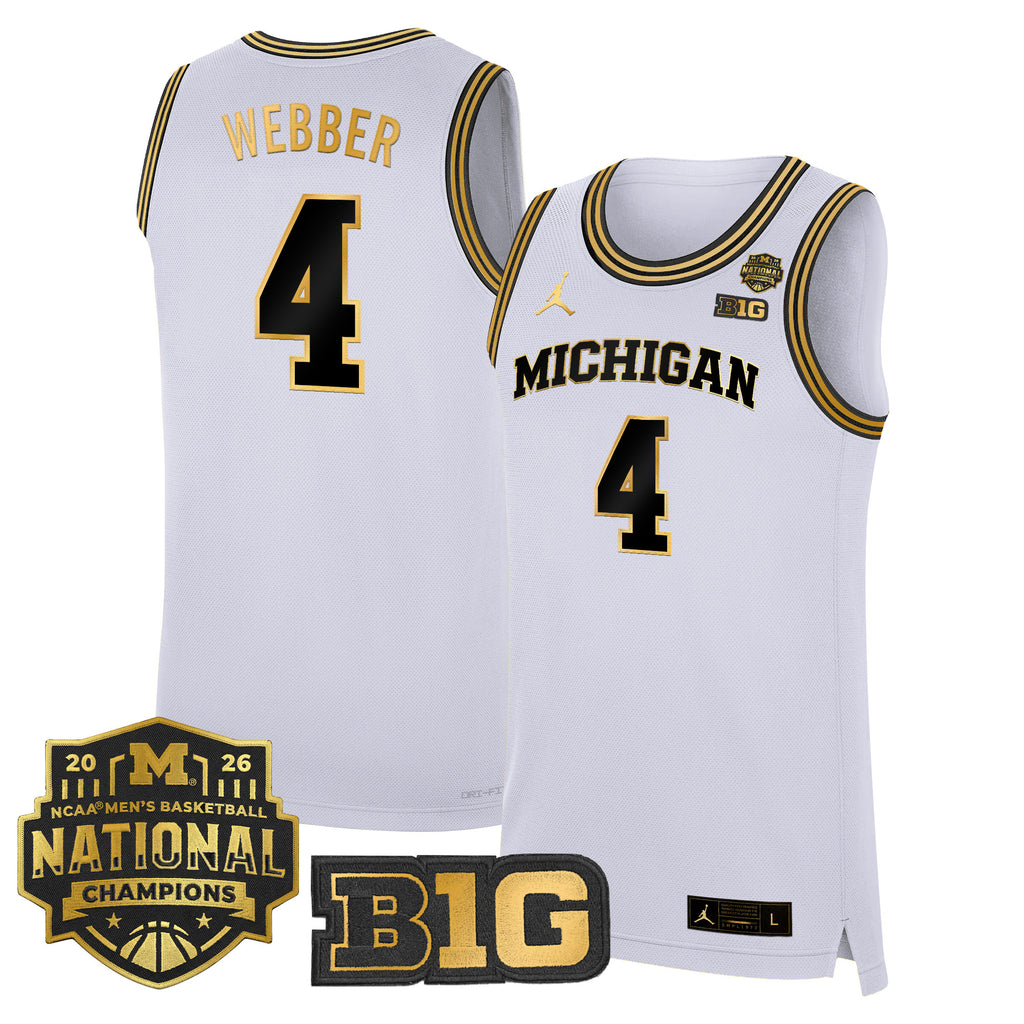 Men's Michigan Wolverines 2026 National Champions Patch Basketball Jersey - All Stitched