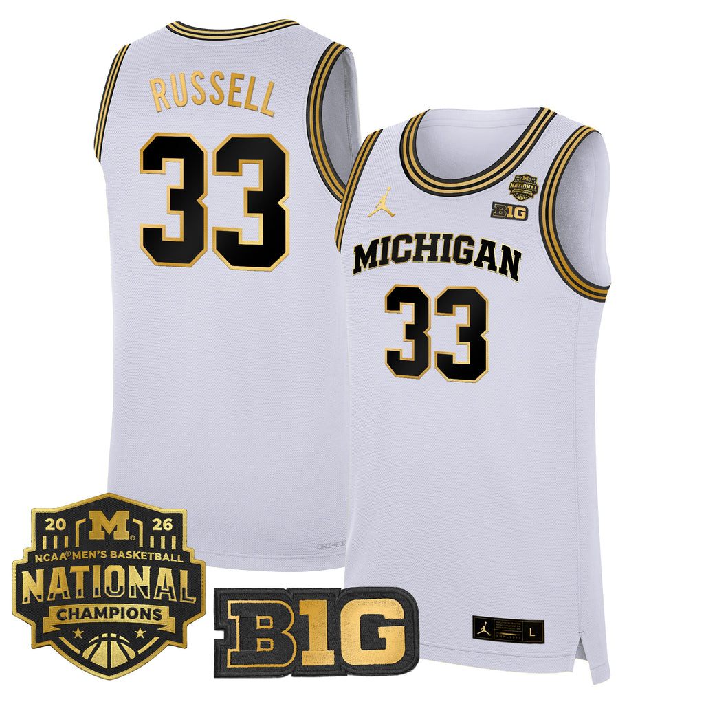 Men's Michigan Wolverines 2026 National Champions Patch Basketball Jersey - All Stitched