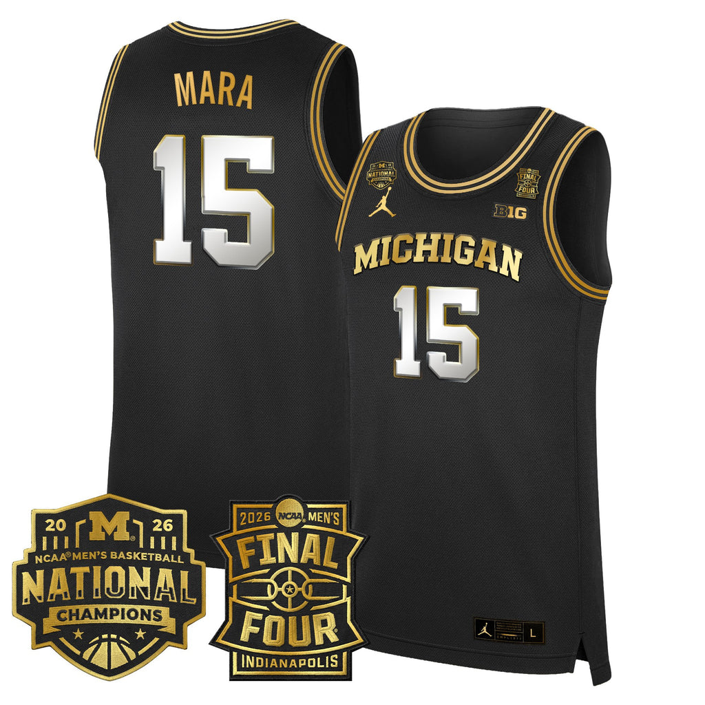 Men's Michigan Wolverines 2026 Final Four & National Champions Patch Basketball Jersey - All Stitched