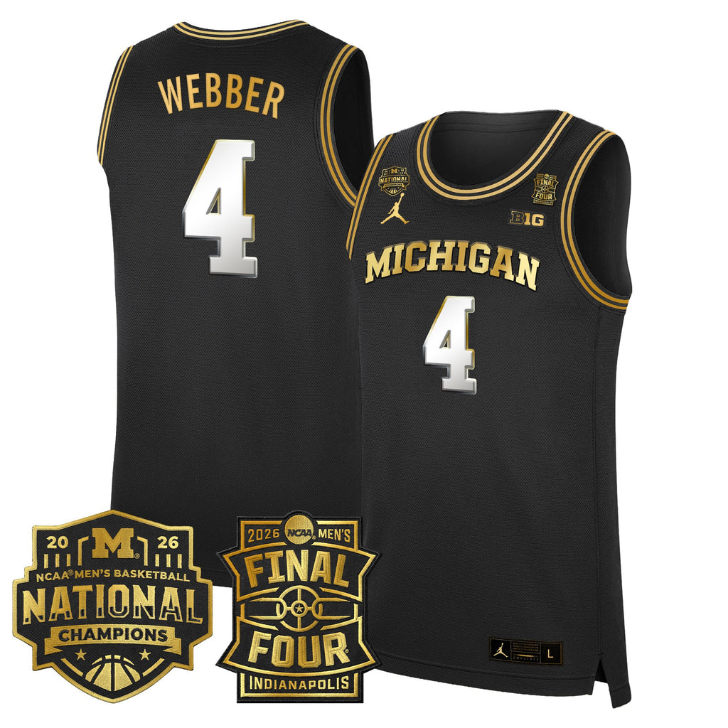 Men's Michigan Wolverines 2026 Final Four & National Champions Patch Basketball Jersey - All Stitched