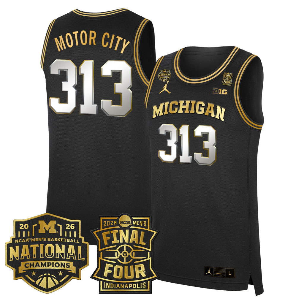 Men's Michigan Wolverines 2026 Final Four & National Champions Patch Basketball Jersey - All Stitched