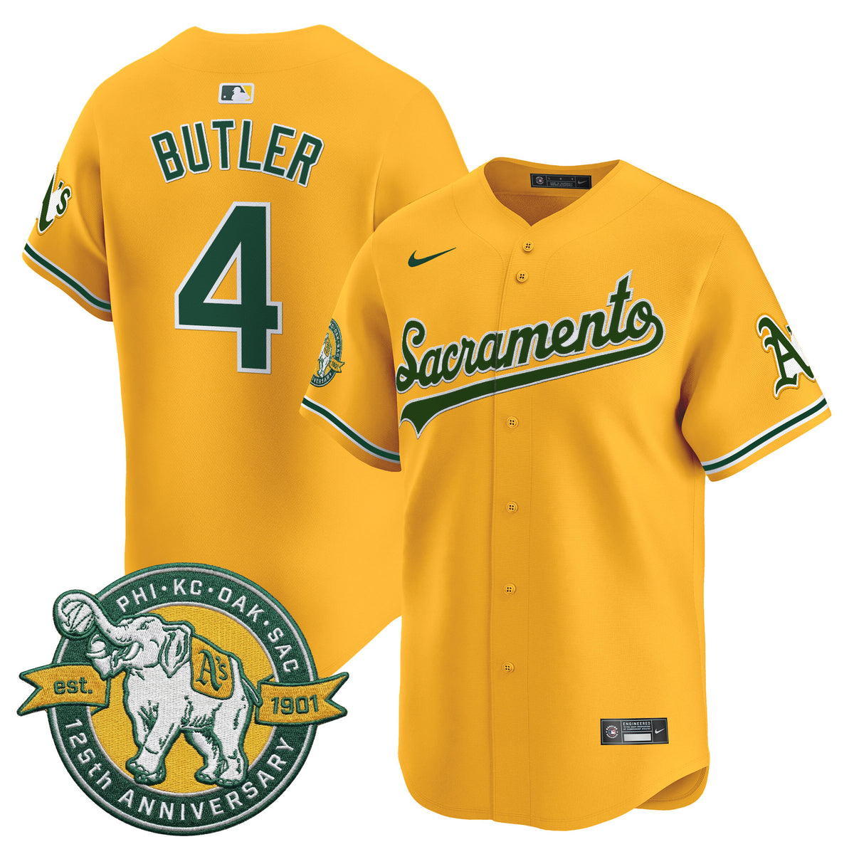 Men's Athletics 'Sacramento Edition' Vapor Premier Limited Jersey - 125th Anniversary Patch - All Stitched