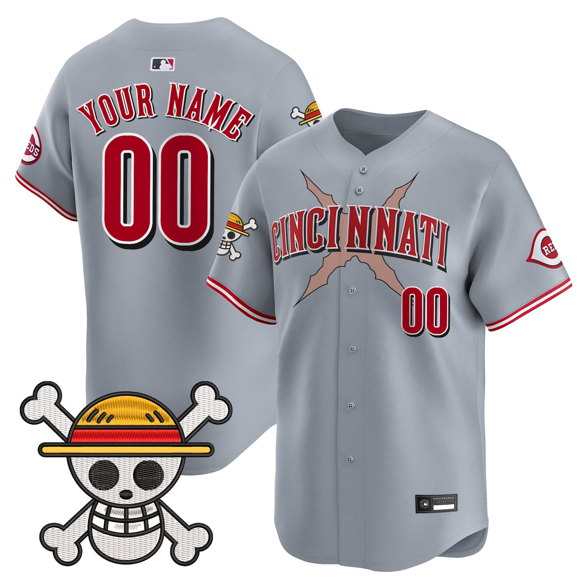 Cincinnati Reds x One Piece Vapor Premier Limited Custom Jersey - Stitched