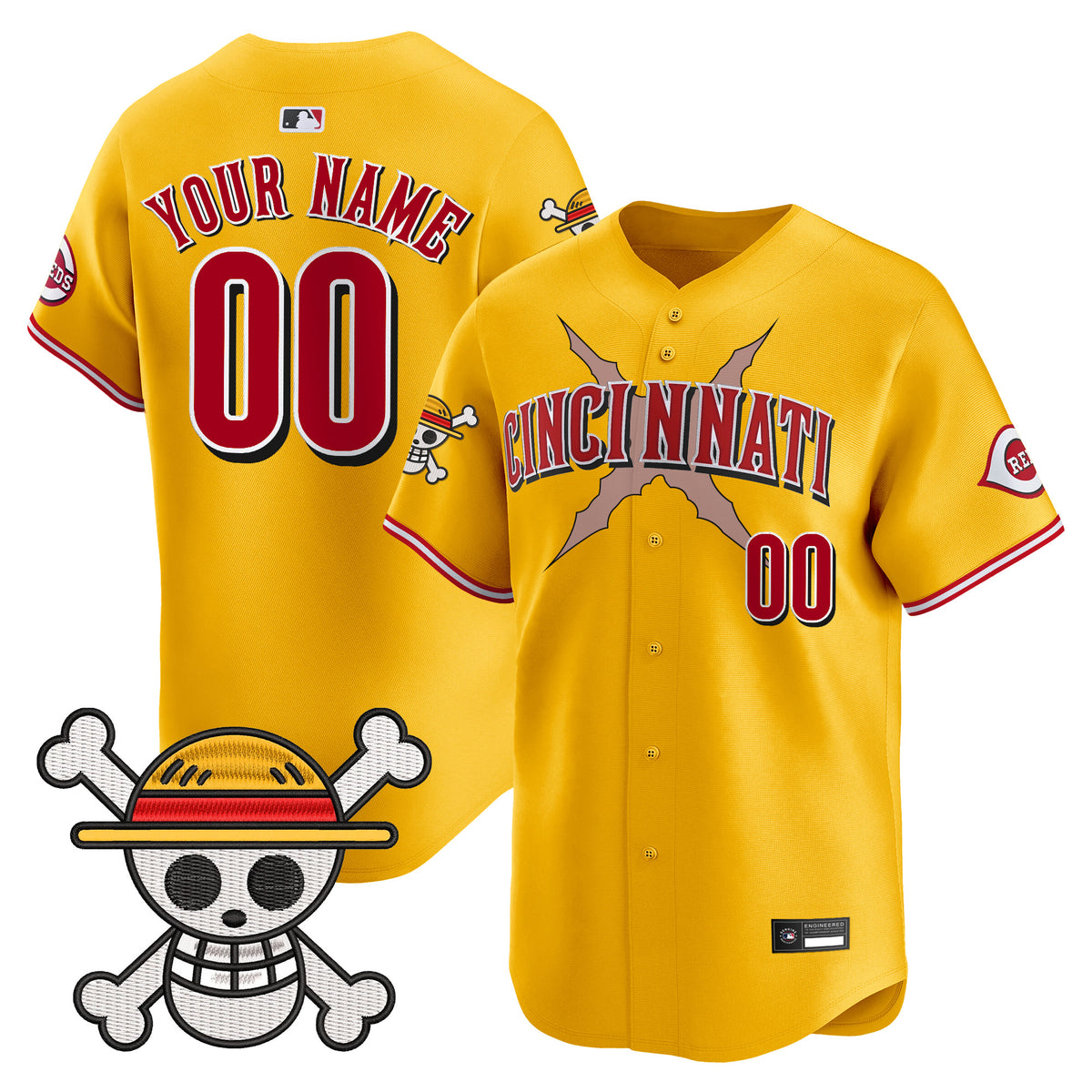 Cincinnati Reds x One Piece Vapor Premier Limited Custom Jersey - Stitched