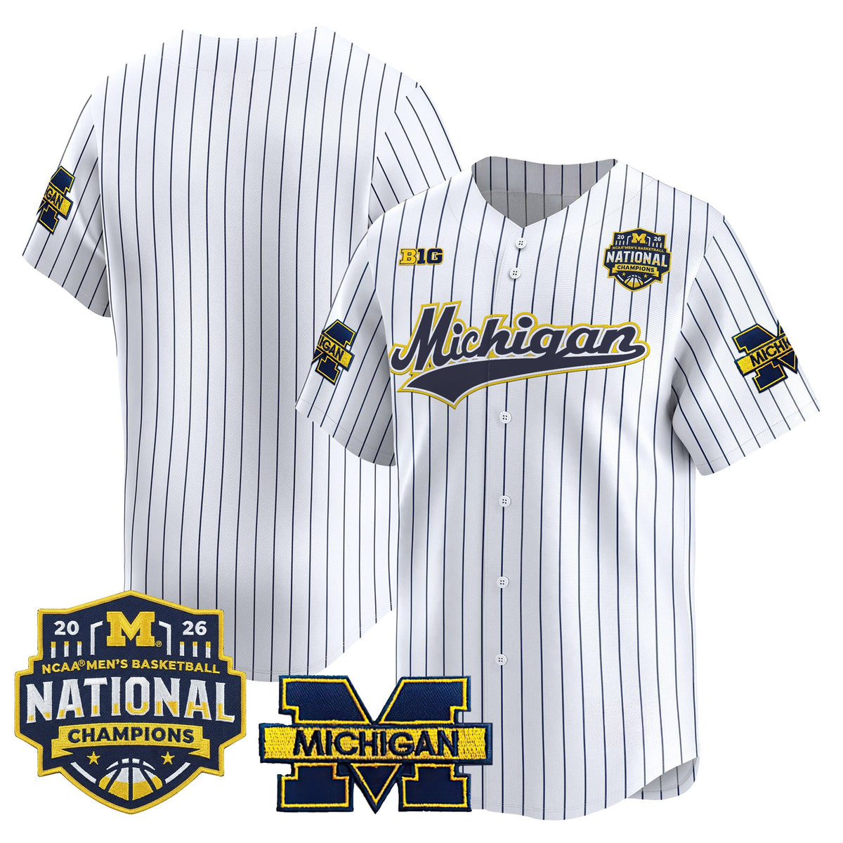 Men's Michigan Wolverines 2026 National Champions Patch Vapor Baseball Jersey - All Stitched