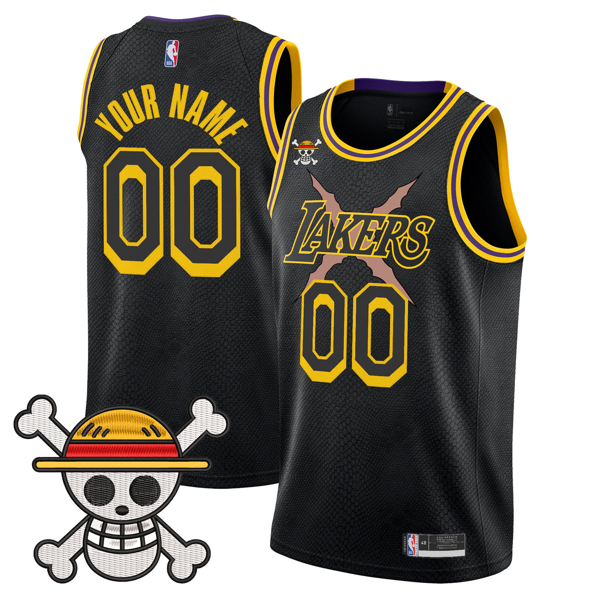 Los Angeles Lakers x One Piece Swingman Custom Jersey - Stitched