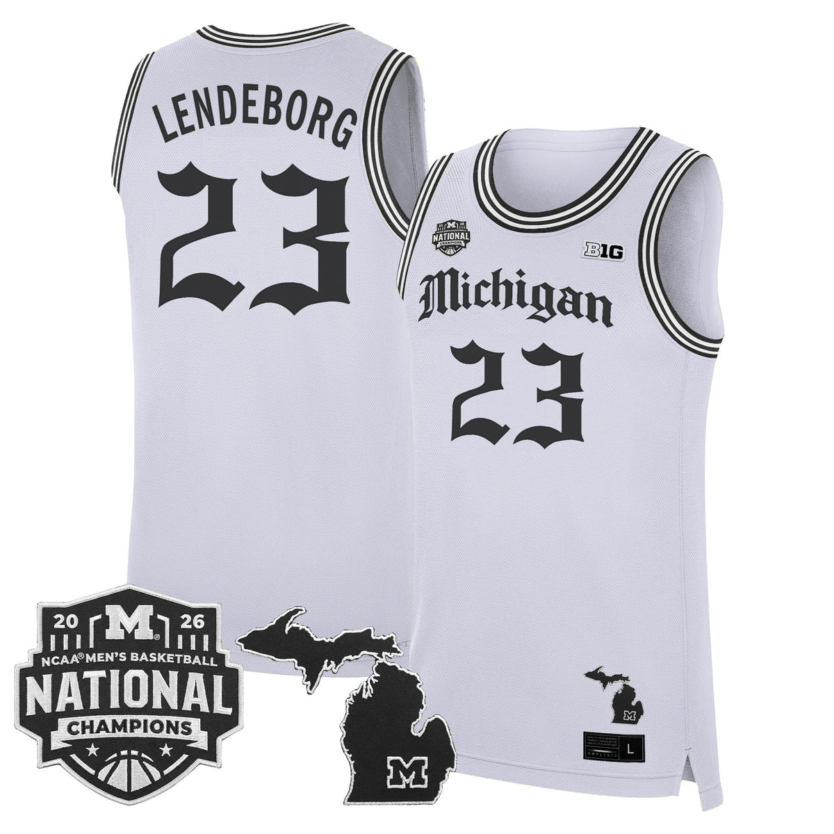 Men's Michigan Wolverines 2026 National Champions Patch Basketball Jersey - Gothic Edition - All Stitched