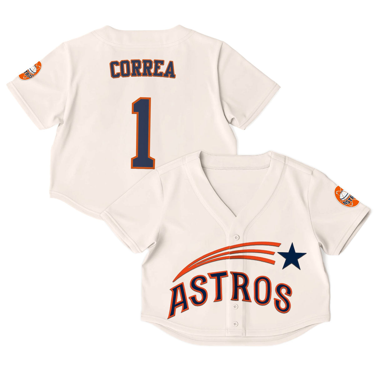 Women's Houston Astros Throwback Crop Top Baseball Jersey - All Stitched