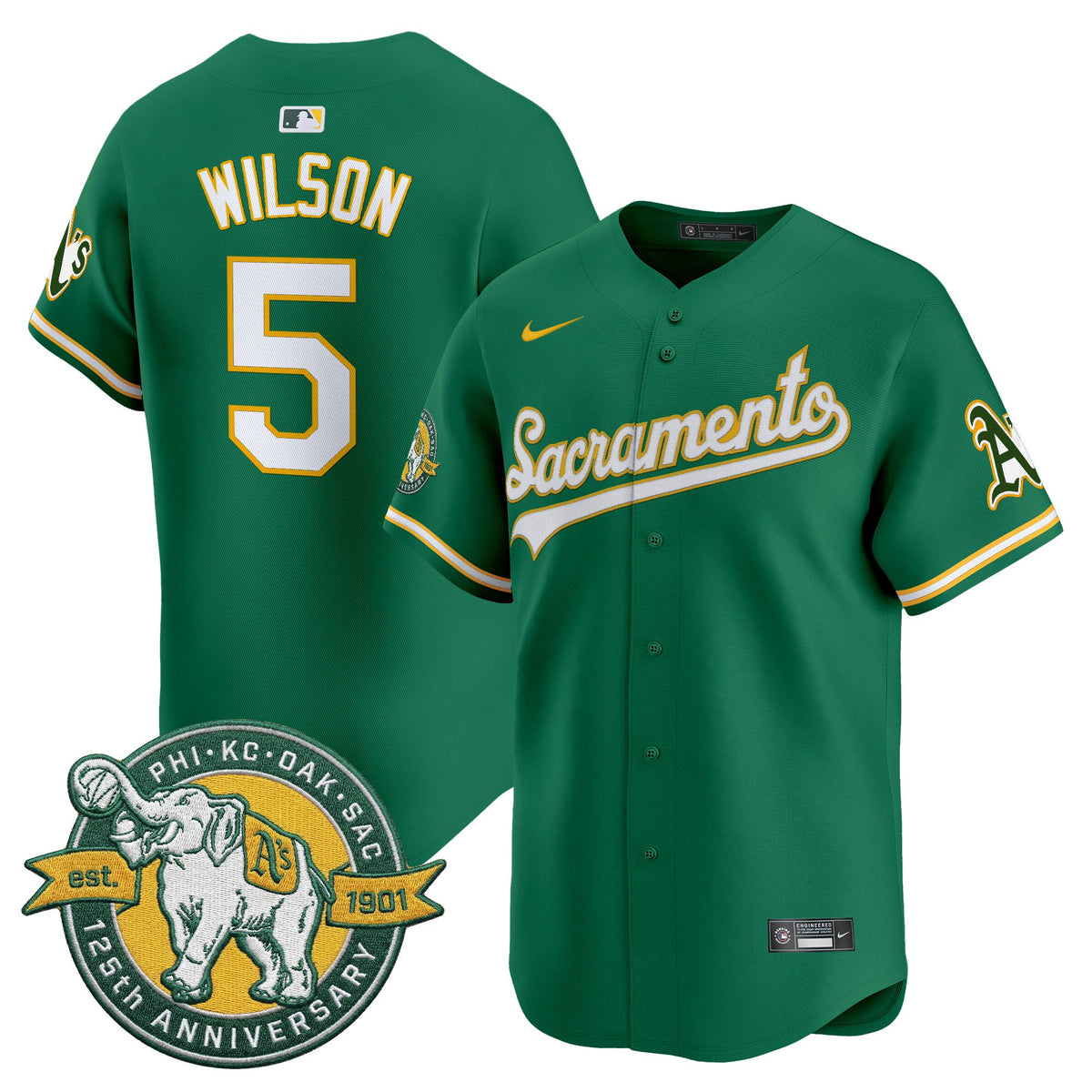 Men's Athletics 'Sacramento Edition' Vapor Premier Limited Jersey - 125th Anniversary Patch - All Stitched