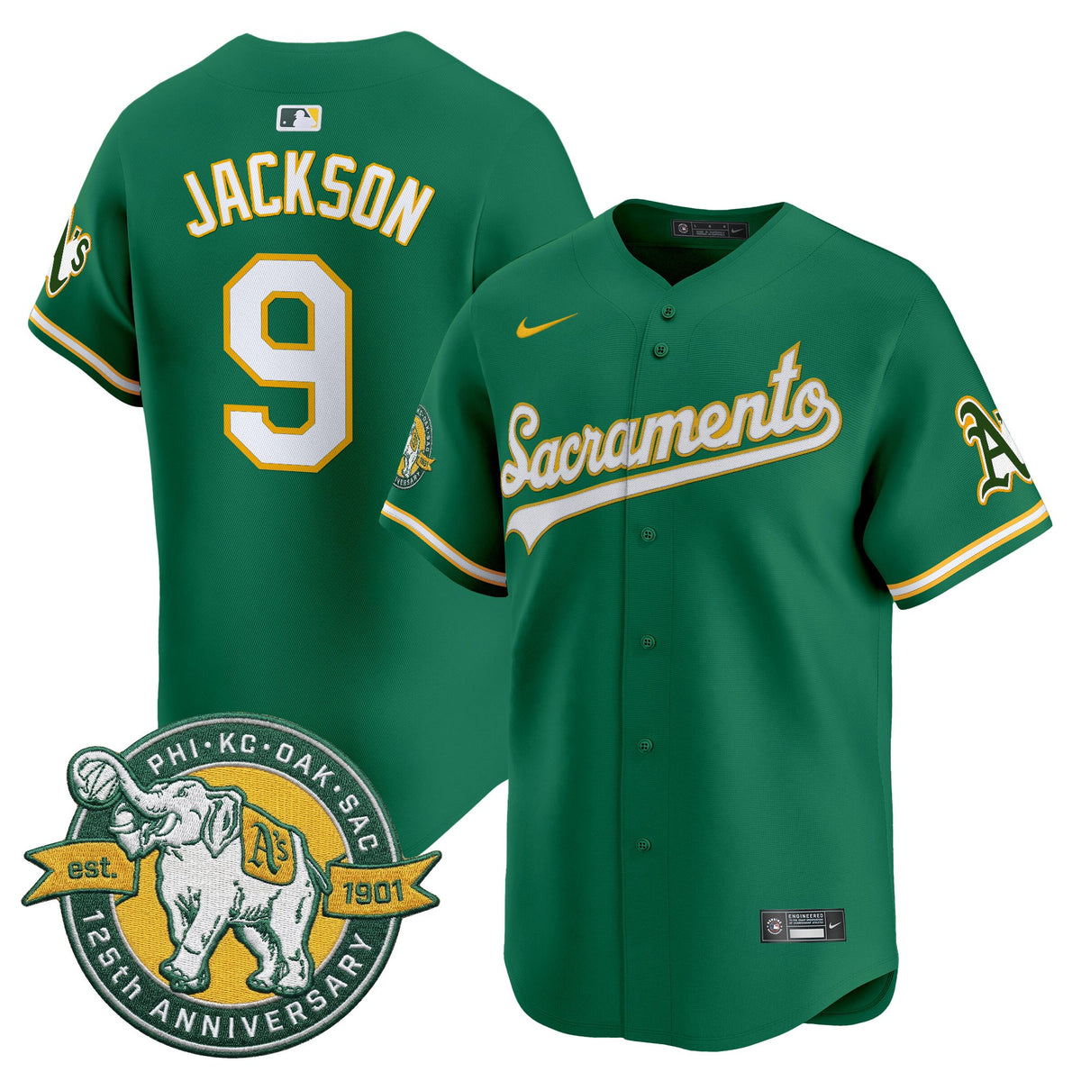 Men's Athletics 'Sacramento Edition' Vapor Premier Limited Jersey - 125th Anniversary Patch - All Stitched