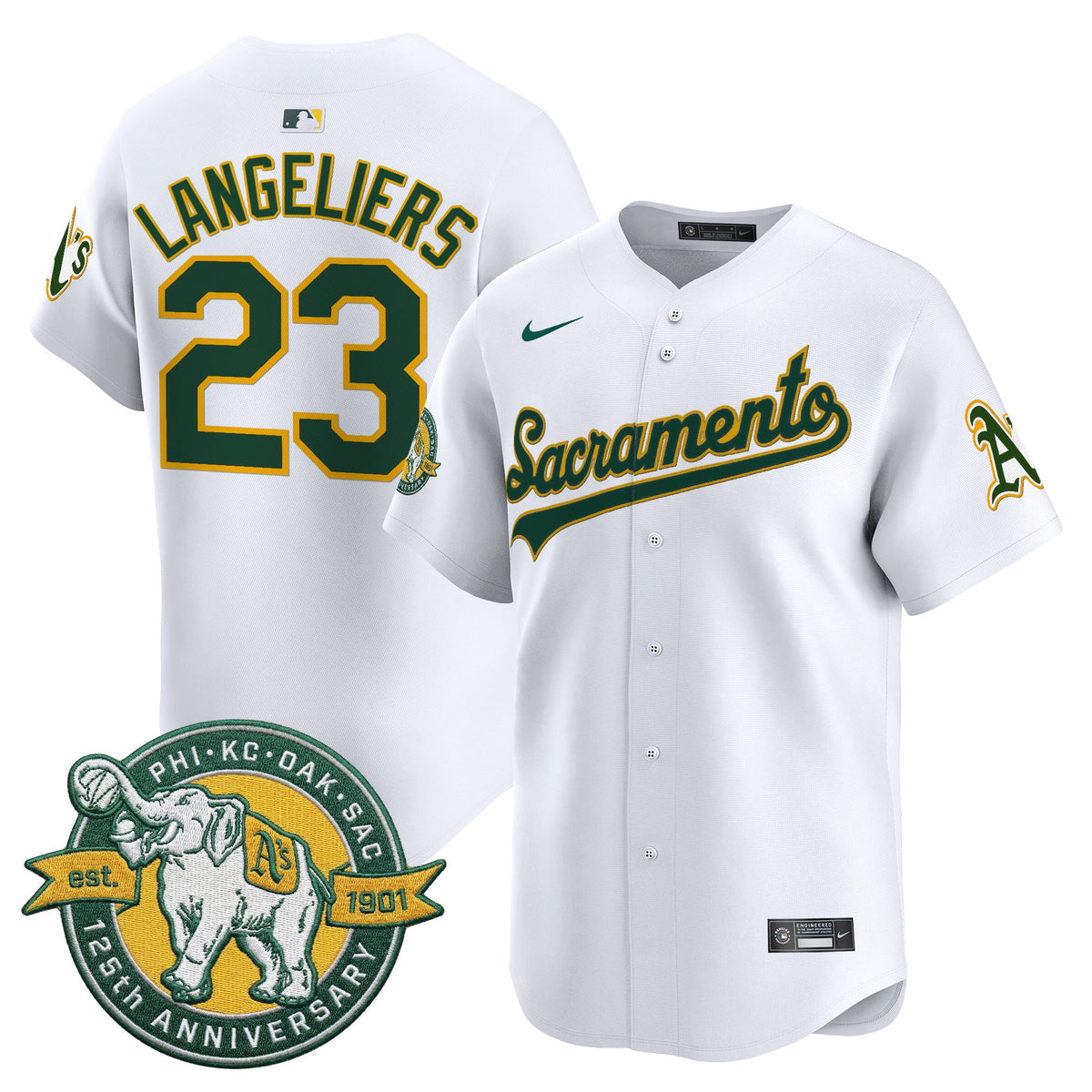 Men's Athletics 'Sacramento Edition' Vapor Premier Limited Jersey - 125th Anniversary Patch - All Stitched