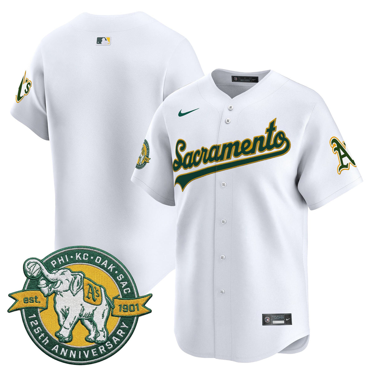 Men's Athletics 'Sacramento Edition' Vapor Premier Limited Jersey - 125th Anniversary Patch - All Stitched