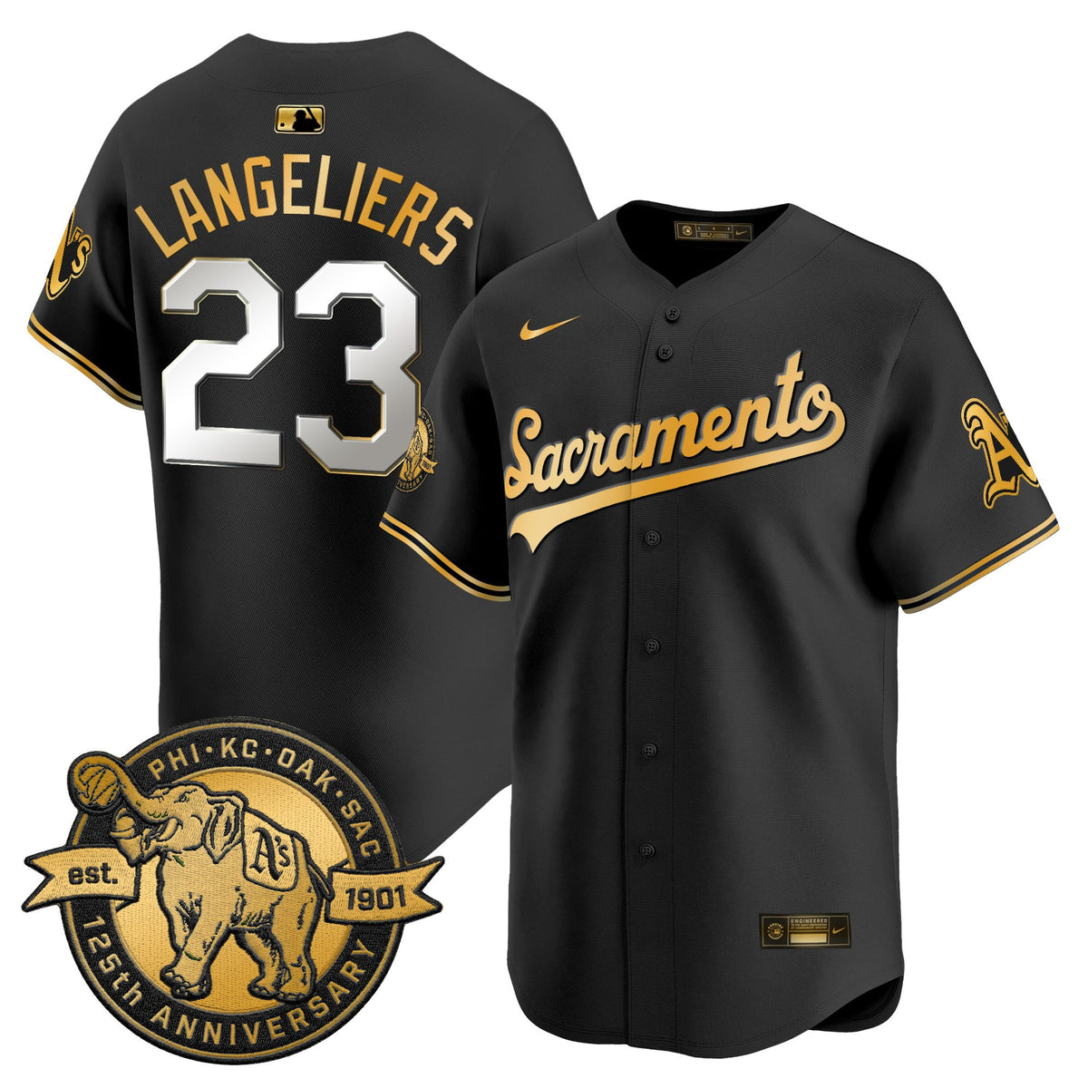 Men's Athletics 'Sacramento Edition' Vapor Premier Limited Jersey - 125th Anniversary Patch - All Stitched