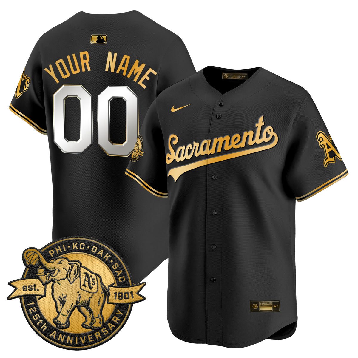 Athletics 'Sacramento Edition' Vapor Premier Limited Custom Jersey - 125th Anniversary Patch - All Stitched