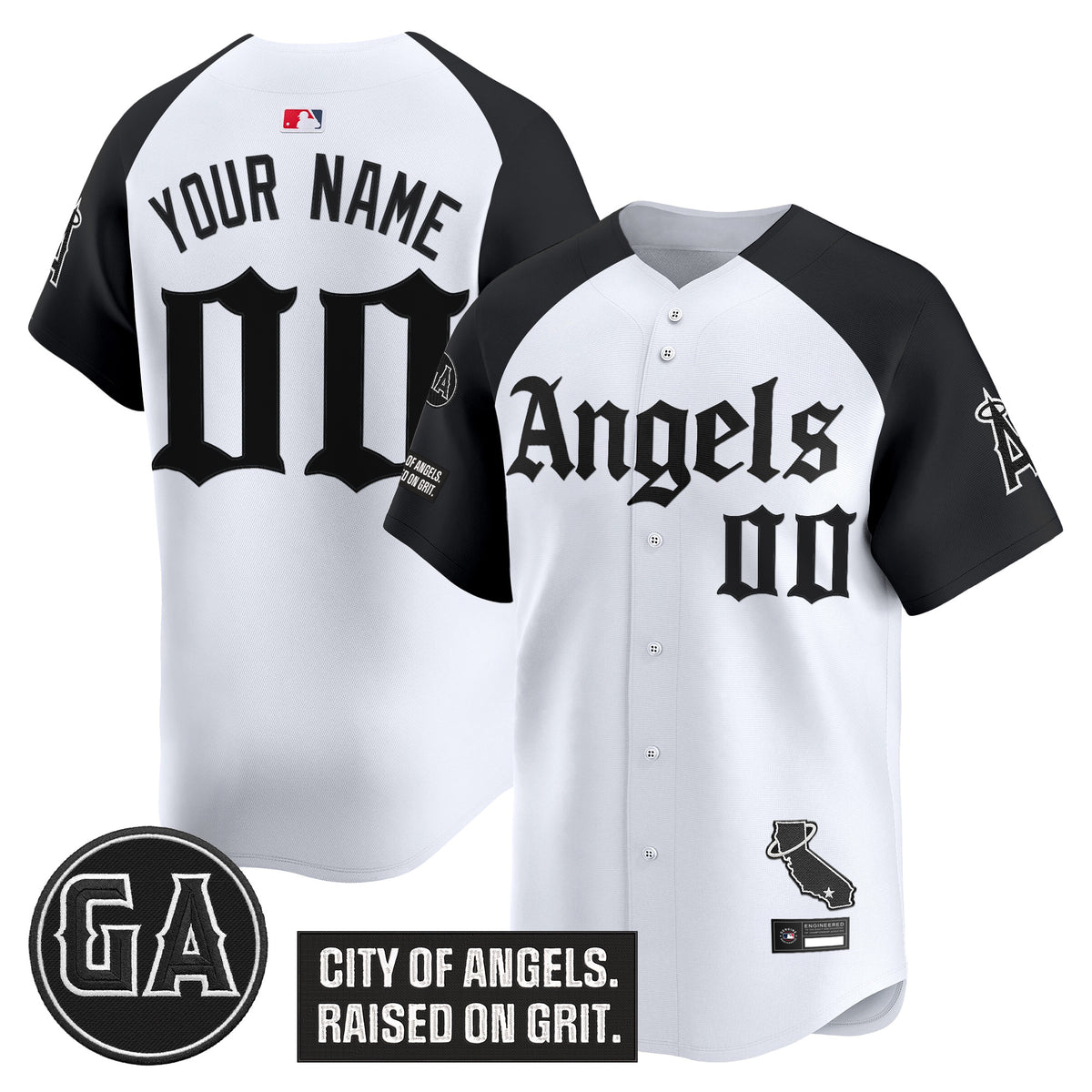 Los Angeles Angels 'Garret Anderson Tribute Patch' Vapor Premier Limited Custom Jersey - Gothic Edition - All Stitched