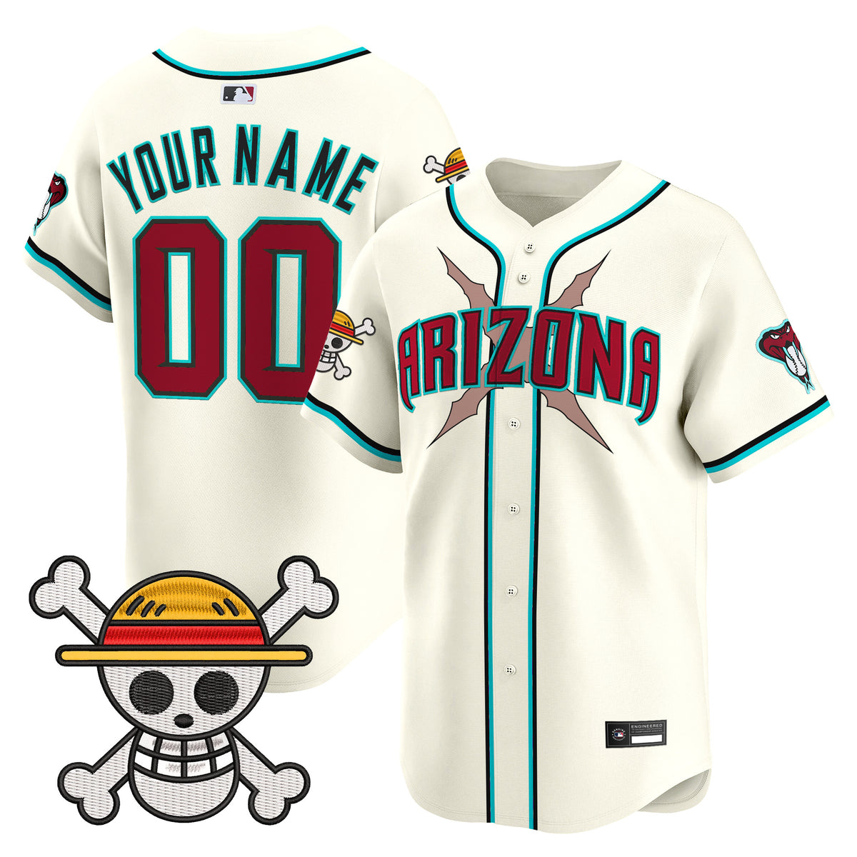 Diamondbacks x One Piece Vapor Premier Limited Custom Jersey - Stitched