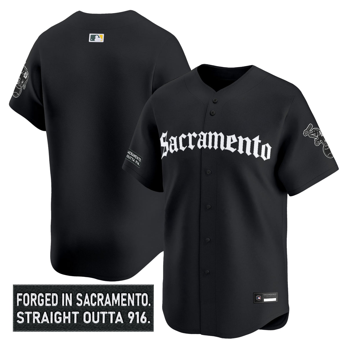 Men's Athletics 'Sacramento Gothic Edition' Vapor Premier Limited Jersey - All Stitched